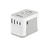 TESSAN Adaptador Enchufe Universal, Enchufe Universal Viaje con 2 USB y 3 USB C, Adaptador de Viaje para USA, UK, Irland, Austuralia, Cargador para Más de 224 Países, Travel Plugs