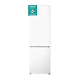 Hisense RB343D4CWE - Frigoríficos Combi, 269L, Clase E, An 55cm x Al 180cm, Apertura de Puertas 90º, Puerta Reversible, Cajón Frutas y Verduras, Iluminación Led, Balconera de Gran Capacidad, Blanco