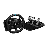 Logitech G G923 Volante y Pedales de Carrera para PS5, PS4, PC, TRUEFORCE 1000 Hz con Force Feedback, Embrague Dual, Funda de Volante en Cuero Auténtico, Compatible con F1 23 & Gran Turismo 7, Negro