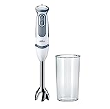 Braun Minipimer 5200 Batidora de Mano, 1000 W, 21 Velocidades y Función Turbo, Campana Anti-salpicaduras, Powerbell Plus, Easy-Click, Incluye Vaso Medidor de 600 ml, Color Blanco