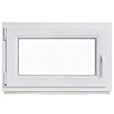 Ventana de sótano – Plástico – Color blanco – Ancho x Alto: 90 x 60 cm – DIN izquierdo – Doble acristalamiento – Artículos de almacén