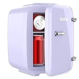 YASHE Mini nevera de 4 litros para cosméticos, bebidas, 220 V CA/12 V CC, refrigeración termoeléctrica y calefacción, nevera pequeña para dormitorio, oficina, dormitorio, coche, color morado