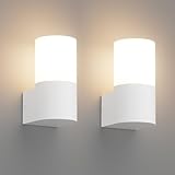 Klighten 2 piezas Aplique de Pared E27 Exterior/Interior, Blanco Lámpara de Pared, IP65 Apliques pared, Moderno Luz de Pared Aluminio, para Entrada Terraza Jardín, 40W Max, No Incluidas Bombillas