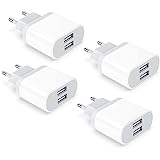 4-Pack Enchufe USB, 2.1A/5V Cargador for iPhone 14 13 12 11 Pro MAX XS XR X 8 7 6 6S Plus SE 5 5S iPad Samsung Galaxy, Adaptador Alimentador Corriente Carga Cabezal Movil Carregador Nisiyama