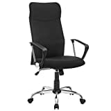 SONGMICS OBN034B01 - Silla ergonómica para Sala de reuniones, Asiento Giratorio, Asiento Acolchado, Regulable en Altura e inclinable, Capacidad de Carga 120 kg, Negro