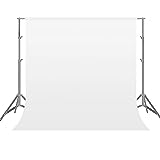 Fondo Fotográfico Blanco para Vídeo de 3x3m, Bonvvie Fondo Fotográfico Resistente a Las Arrugas, Fondo de Muselina Lavable para Estudio Fotográfico, Televisión, Zoom, Youtube, Reunión en Línea