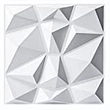 Art3d 33 piezas Paneles de pared 3D diamante 30 x 30 cm, PVC de alta rigidez, blanco mate