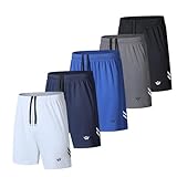 fovdtaa Paquete de 5 pantalones cortos deportivos para hombre con bolsillos y cintura elástica, pantalones cortos de entrenamiento de secado rápido, pantalones de correr, 42