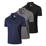 Gaiatiger 3er Pack Polo Camisa Hombre Ocio Cómodo Polos Hombre Manga Corta Transpirabilidad Absorción Humedad Ropa Deportiva Hombre Golf Polo Shirt Hombre(0427) Black Grey Navy-2XL