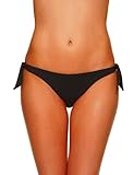 EONAR Braguitas, Tangas y culotes de Bikinis para Mujer Cintura Baja Braguita De Bikini con Lados Cheeky Brasileños Tangas(S,Black)