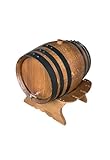 Toneleria madrileña Barrica de Roble de 4,5 litros, Barril para Vino, Whisky y Aguardiente, artesanía Tradicional, Incluye Instrucciones, Grifo conico, Corcho y pie bajo