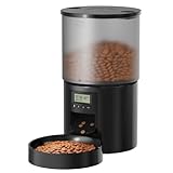 Comedero Gato Automatico: Dispensador Comida para Perro/Gato con Temporizador Programable - 1-6 Comidas al DíA - Comedero con Presione la Tapa y FuncióN de Grabación 10s - 4L Negro