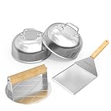 Onlyfire Smash Burger Kit de Acero Inoxidable, Prensa Hamburguesas, Espátula de Cocina y Tapas para Hamburguesas, Kits de Utensilios para Barbacoas para Plancha Superior Plana, Teppanyaki y Camping