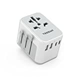 TESSAN Adaptador Enchufe Universal, Adaptador Universal Enchufe Viaje con 2 USB y 2 USB C, Adaptador Universal para EU, Reino Unido, Americano, Canadá, Australia, Adaptador de Enchufe Universal