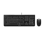 CHERRY DC 2000, Pack de Teclado y Ratón con Cable, Distribución de Teclado Europeo (QWERTY), Plug & Play a través de 1 Conexión USB por Dispositivo, Diseño Plano, Ratón Simétrico, Negro