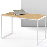 Zinus Jennifer Mesa de escritorio 119x61x74 cm - Mesa de estudio moderna de metal y madera - Mesa de ordenador para oficina en casa - Marrón claro y blanco