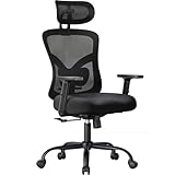 NOBLEWELL Silla de Oficina Ergonómica con Soporte Lumbar, Reposacabezas 2D, Reposabrazos Ajustable, Cojín Mejorado, Inclinación de 130°, Silla para Oficina en Casa