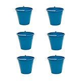 Pack de 6 Cubos de Goma, de Color Azul, de 26 x 22,9 cm, con Capacidad de 8 litros, con asa de Metal, para Distintas Funciones, Cubo Limpieza, cubeta agrícola