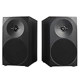 Woxter Dynamic Line 410 – Altavoces estéreo 2.0 Autoamplificados con 150W de potencia, Madera, Woofer de 4 pulgadas, 2 Tweeter, 3.5 mm, RCA, Control volumen, agudos, graves, Negro