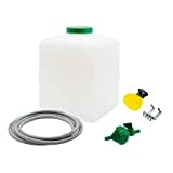 FINCA CASAREJO Kit Bebedero Automático para Aves de Corral (20L) - para Gallinas, Faisanes, Palomas - Depósito + Tubo + Llave con Filtro + Bebedero basculante Grande con Soporte