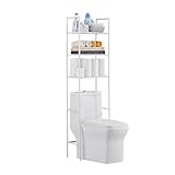 LIUBEI Mueble Baño sobre Inodoro, Estanteria Baño WC 3 Estantes Regulables Mueble Lavadora Ahorra Espacio Estanterias Almacenaje Blanco