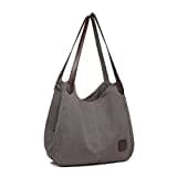 Kono Bolso de hombro de lona para mujer estilo vintage con múltiples bolsillos para ir de compras trabajo escuela viajes casual uso diario