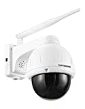 Camara de Vigilancia WiFi Exterior con 940nm IR, Topodome 5MP Metal Cámara con Tarjeta 32G, Seguimiento automático PTZ, Detección Humano, Audio de Dos Vías, Visión Nocturna Inteligente