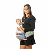 InnovaGoods® Portabebes ergonómico, asiento bebe taburete de cintura para llevar a niños pequeños con 2 Bolsillos, correa ajustable, Funda con cremallera extraíble y lavable.