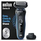 Braun Series 5 Afeitadora Eléctrica Hombre, Máquina de Afeitar Barba con Recortadora De Precisión EasyClick, EasyClean, en Seco y Mojado, Recargable, Inalámbrica, 51-B1200s, Azul