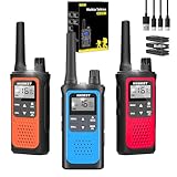 Walkie Talkie Profesional Recargable, NXGKET 3pcs PMR 446 Sin Licencia Radiocomunicación Largo Alcance 5km con Batería Incorporada,16 Canales Radio LCD Pantalla y Luz LED para Camping