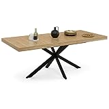 IDMarket – Mesa de comedor extensible rectangular Alix con almacenamiento de 6 a 10 personas, madera y negro, 160 – 200 cm