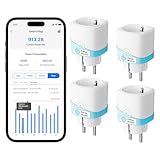 Meross Enchufe Inteligente 16A con Mide el Consumo, WiFi Enchufe Alexa con Control Remoto y por Voz, Temporizador, Enchufe Smart Plug Compatible con Alexa, Google Home y SmartThings, 4 Piezas