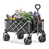 Taphnw 135L Carrito Plegable, Carrito de jardín Carga máxima 120KG con Ruedas Grandes frenadas y manijas Ajustables, Carrito de Campamento para Compras Festivas, Camping y Picnic (Negro)