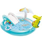 INTEX 57165 - Piscina infantil hinchable con dispersor de agua y tobogan cocodrilo, centro de juegos para niños