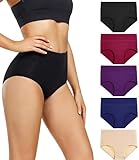 wirarpa Braguitas Culotte Algodón para Mujer Bragas de Cintura Alta Cómodo Faja Reductora Ajustan Pack de 5 Talla L