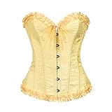 Vrapo Top Corsé Amarillo Delicado para Mujer - Corset Overbust Encaje Cintura Cincher Shapewear Lencería - Talla XS