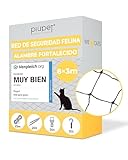 PiuPet® Red para Gatos Reforzada I 8x3m I Negro I para balcón, terraza y Ventana I Incluye Set de fijación | Red para Gatos terraza | Malla Protectora Balcon | Redes para Gatos para Ventanas