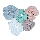 Set 5 scrunchies para lactancia Fabricados en España. Accesorios lactancia scrunchie para madres coletero tela elástico pelo bandas Lazos para el cabello Elásticos para el cabello. (Set 2)