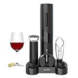 AIKARO - Sacacorchos Eléctrico Abrebotellas Automatico Electrónico (Set con Base, Batería Accionada)