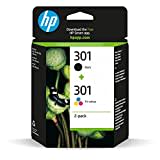 HP 301 N9J72AE , Pack de 2, Cartuchos de Tinta Originales Negro y Tricolor, Compatible con Impresoras de Inyección de Tinta HP DeskJet 1050, 2540, 3050, HP OfficeJet 2620, 4630, HP ENVY 4500, 5530