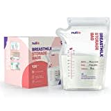 Nuliie 120 Uds Bolsas Almacenamiento de Leche Pre-esterilizadas, 250ml Bolsa Para Leche Materna con Boquilla Dispensadora, Libre de BPA, Bolsa Auto-Portante, Ahorro de Espacio