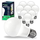 V-TAC 10x Bombillas LED E27, Edison - A60 10,5W (Equivalente a 75W) - 1055 Lumen - 3000K Blanco Cálido - Apertura del Haz de Luz 200° - Máxima Eficiencia y Bajo Consumo,