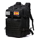 GUJOIN Mochila Tática 50 Litros con Sistema Molle - Gran Capacidad Militar Impermeable para Emergencias de 3 Días Caza Senderismo y Acampadas - Mochila para Actividades al Aire Libre (Negro)