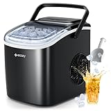 ecozy Máquina Para Hacer Hielo, 9 Cubitos de Hielo en 6 Minutos, 2 Tamaños de Hielo, Máquina Para Hacer Hielo Autolimpiante, 12 Kg/24 Koras, Máquina de Hielo Portátil Para el Hogar/Fiesta/Cocina/Bar