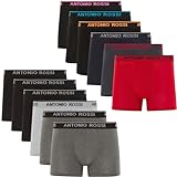 ANTONIO ROSSI paquete de 12 boxers ajustados para hombre - Calzoncillos tipo bóxer para hombre con cintura elástica - Bóxers suaves y transpirables para hombre para uso diario, Surtido Oscuro, L