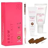 Renata Beauty Kit de Tinte de Cejas - Kit Completo de Tinte, Activador Oxidante, Pincel Dual para Coloración - Efecto Larga Duración de 4 Semanas - Hasta 30 Aplicaciones [Marrón]