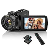 IXNAIQY Videocámara Digital 1080P 36MP, Cámara Vlogging con IR Visión Nocturna 16X Zoom Digital, Cámara de Vídeo con 3.0" Pantalla Táctil 270° Rotativo Camcorder con Control Remoto, 2 Baterías