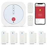 YISEELE Alarmas para casa, WiFi Alarma Sistema Antirrobo Inalámbrico, Kits de Seguridad con App, Kit de 9 Piezas, Trabajo para el Hogar, Apartamento, Garaje, Compatible con Alexa, Google - Ampliable