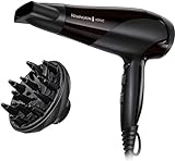 Remington Secador de Pelo Ionic Dry 2200, Iónico, Cabello Sin Encrespamiento, 2200 W, Concentrador y Difusor, 3 Temperaturas, 2 Velocidades, Rejilla Trasera Desmontable, Gancho Para Colgar, D3198