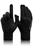 TRENDOUX Guantes para mujer, para correr, para hombre, para pantalla táctil, agarre antideslizante, forro cálido, puños elásticos, material de punto, guantes de dedos para coche, color negro, M